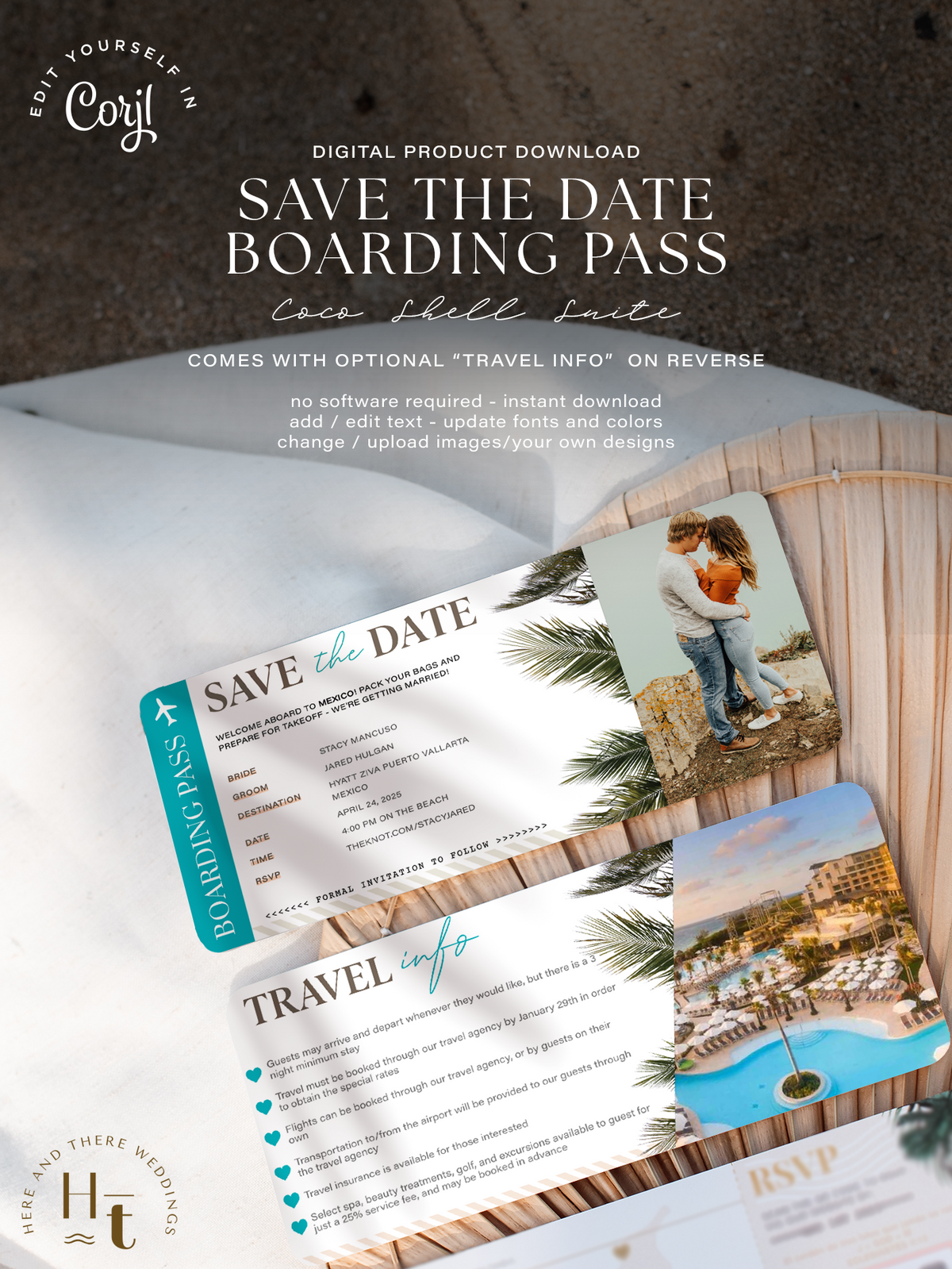 [Digital Product] Coco Shell | Passport Wedding Invitation Suite