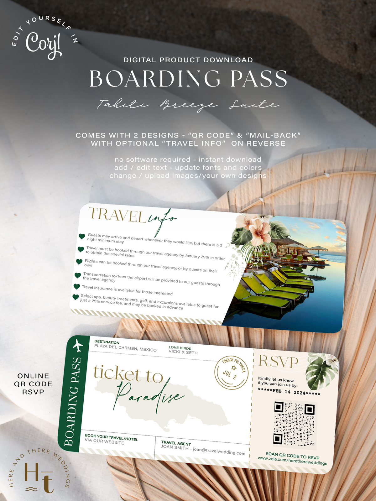 [Digital Product] Tahiti Breeze | Passport Wedding Invitation Suite