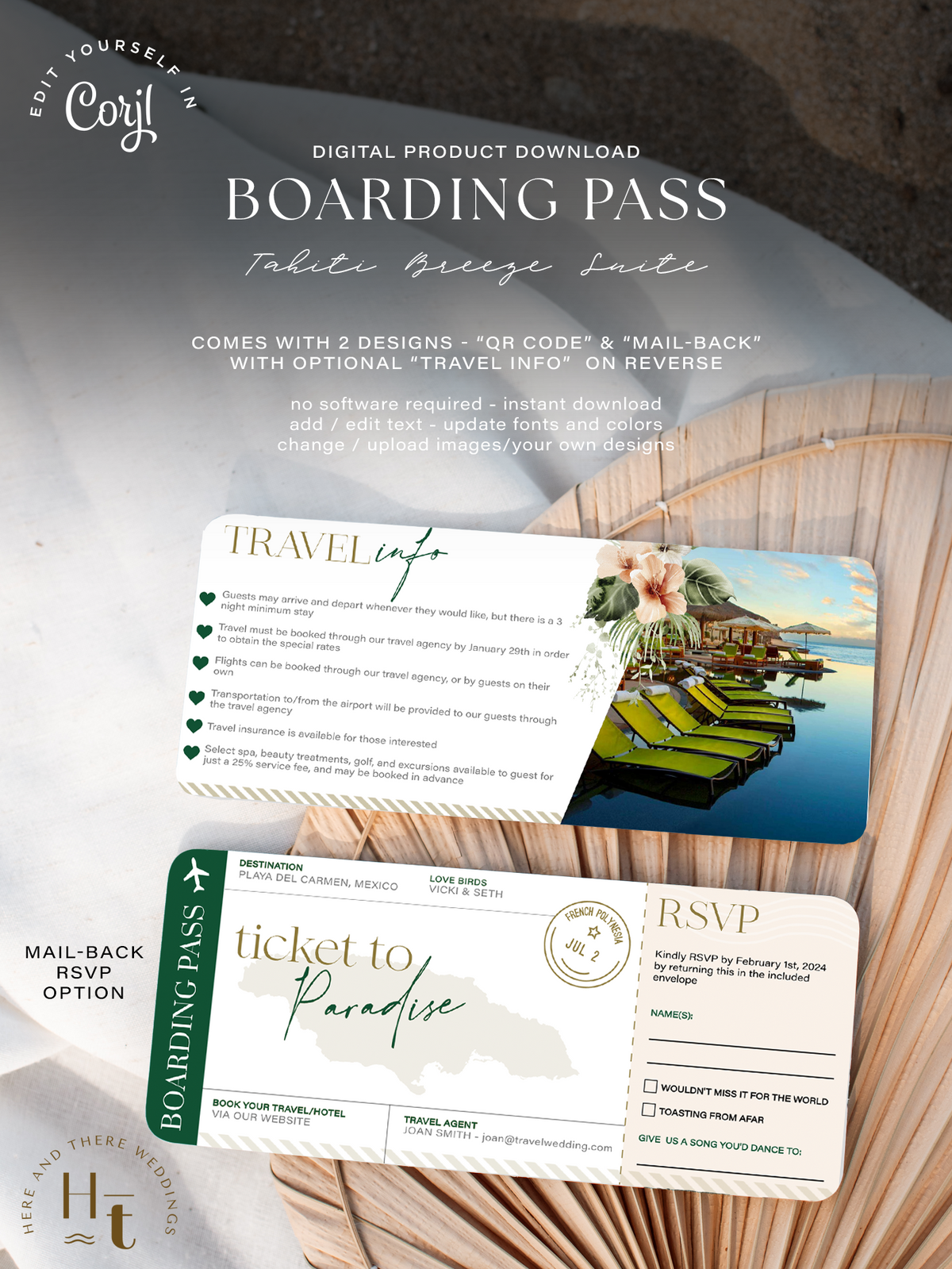 [Digital Product] Tahiti Breeze | Passport Wedding Invitation Suite