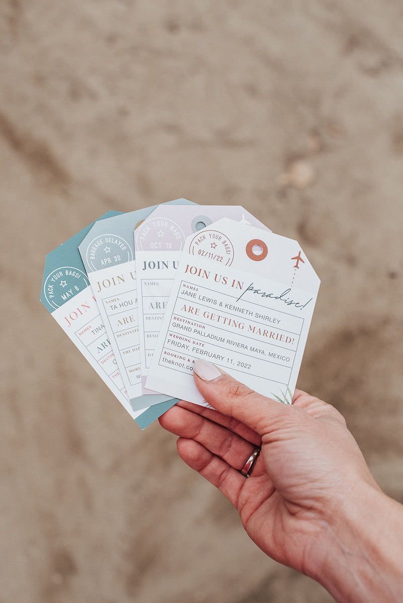 Save the Date Luggage Tag – Here and There Weddings